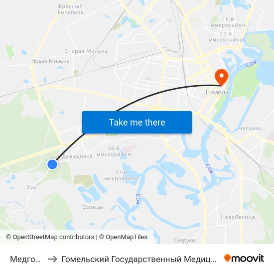 Медгородок to Гомельский Государственный Медицинский Университет map