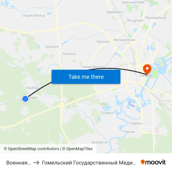Военная Часть to Гомельский Государственный Медицинский Университет map