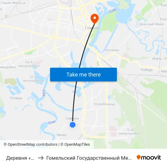 Деревня «Севруки» to Гомельский Государственный Медицинский Университет map