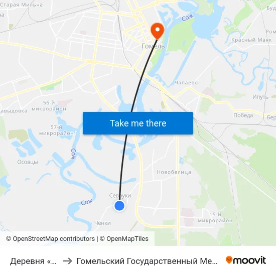Деревня «Севруки» to Гомельский Государственный Медицинский Университет map