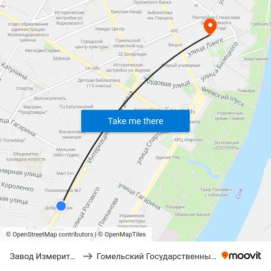 Завод Измерительных Приборов to Гомельский Государственный Медицинский Университет map