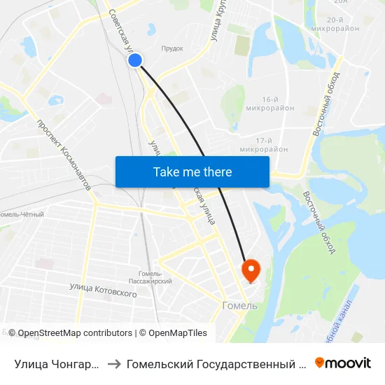 Улица Чонгарской Дивизии to Гомельский Государственный Медицинский Университет map