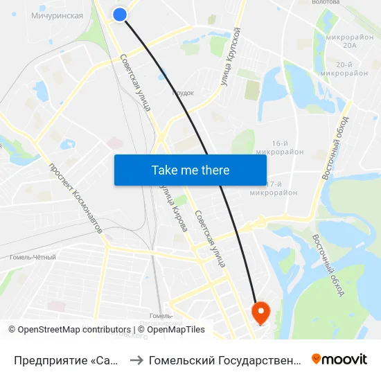 Предприятие «Салео-Гомель» (Высадка) to Гомельский Государственный Медицинский Университет map