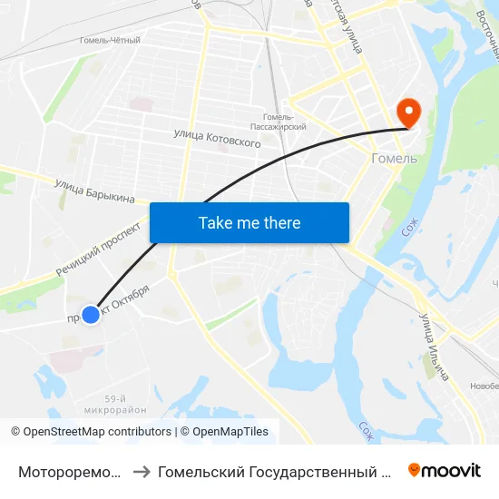 Мотороремонтный Завод to Гомельский Государственный Медицинский Университет map