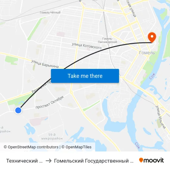 Технический Университет to Гомельский Государственный Медицинский Университет map