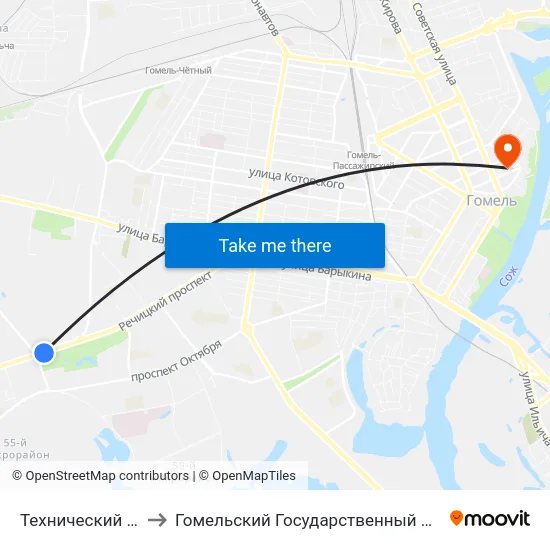 Технический Университет to Гомельский Государственный Медицинский Университет map