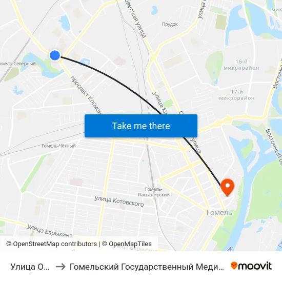 Улица Осипова to Гомельский Государственный Медицинский Университет map