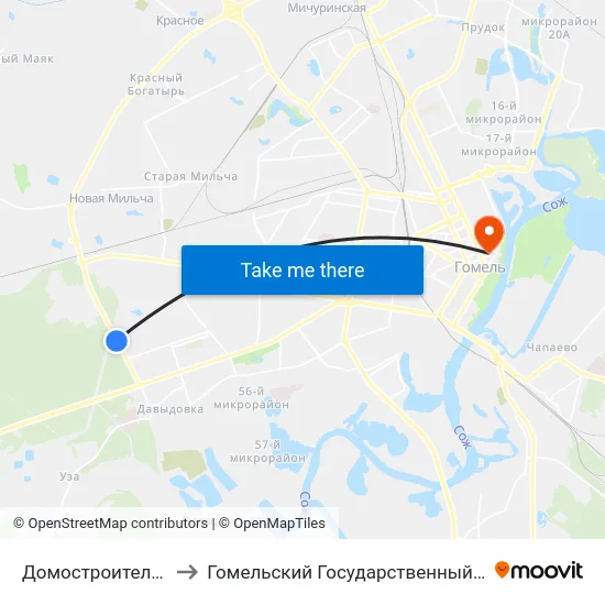 Домостроительный Комбинат to Гомельский Государственный Медицинский Университет map