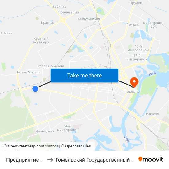 Предприятие «Энергосбыт» to Гомельский Государственный Медицинский Университет map