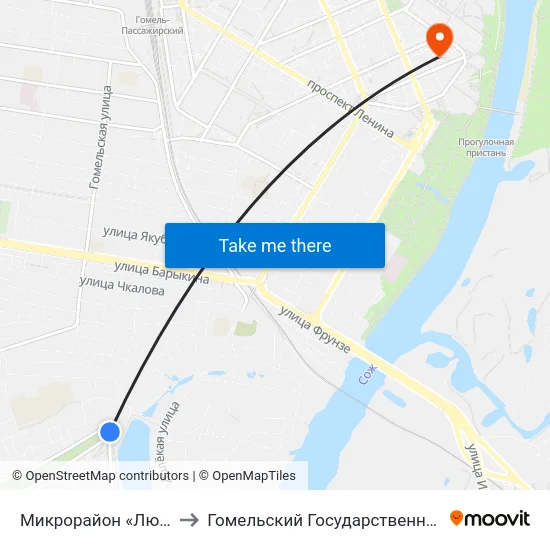 Микрорайон «Любенский» (Высадка) to Гомельский Государственный Медицинский Университет map