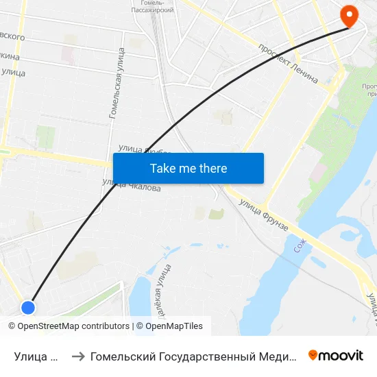 Улица Жукова to Гомельский Государственный Медицинский Университет map