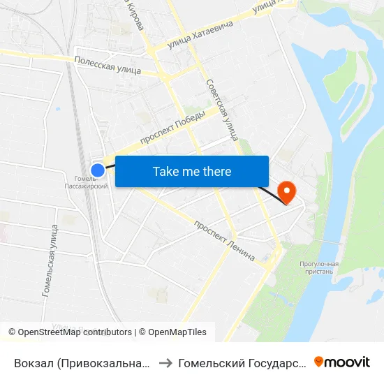 Вокзал (Привокзальная Площадь, У Дк Железнодорожников) to Гомельский Государственный Медицинский Университет map