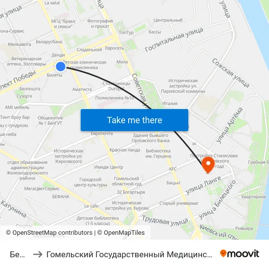 Белгут to Гомельский Государственный Медицинский Университет map