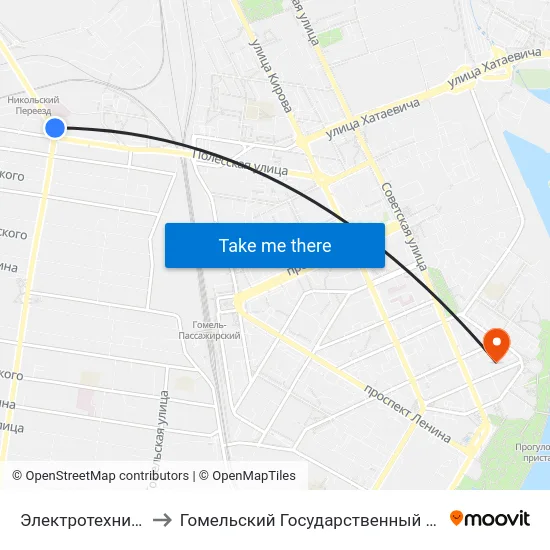 Электротехнический Завод to Гомельский Государственный Медицинский Университет map
