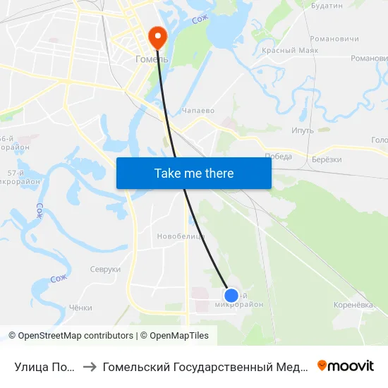 Улица Подлесная to Гомельский Государственный Медицинский Университет map