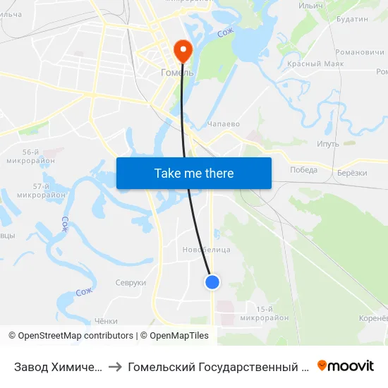 Завод Химических Изделий to Гомельский Государственный Медицинский Университет map