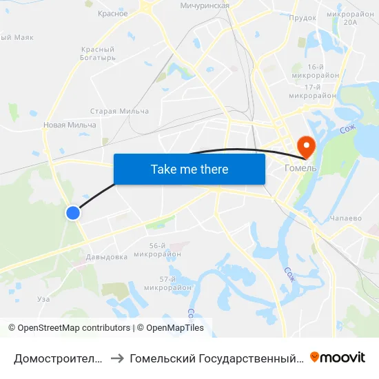 Домостроительный Комбинат to Гомельский Государственный Медицинский Университет map