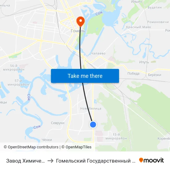 Завод Химических Изделий to Гомельский Государственный Медицинский Университет map