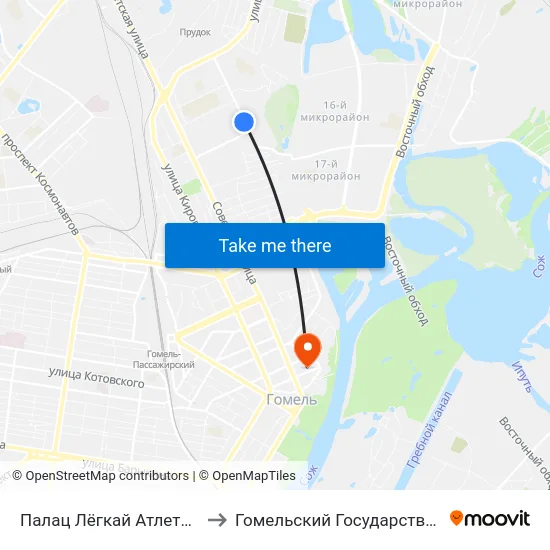 Палац Лёгкай Атлетыкі (Дворец Лёгкой Атлетики) to Гомельский Государственный Медицинский Университет map