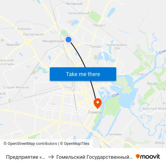 Предприятие «Салео-Гомель» to Гомельский Государственный Медицинский Университет map
