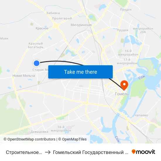 Строительное Предприятие to Гомельский Государственный Медицинский Университет map