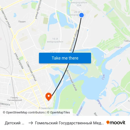 Детский Сад № 11 to Гомельский Государственный Медицинский Университет map