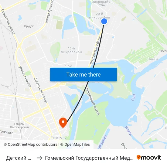 Детский Сад № 11 to Гомельский Государственный Медицинский Университет map