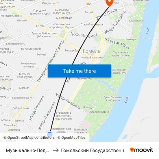 Музыкально-Педагогический Колледж to Гомельский Государственный Медицинский Университет map