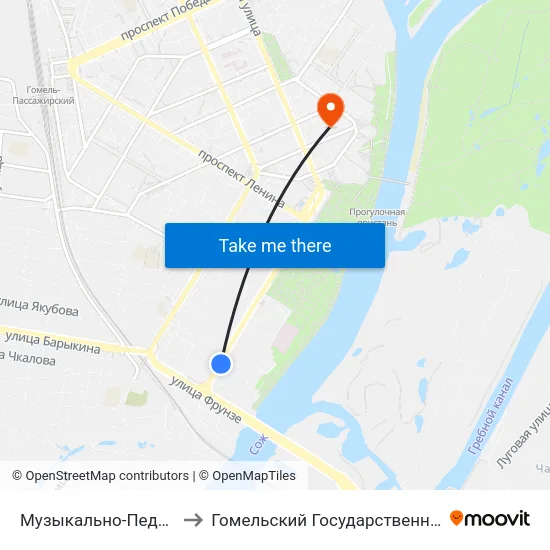 Музыкально-Педагогический Колледж to Гомельский Государственный Медицинский Университет map