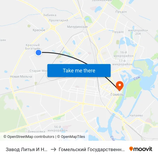 Завод Литья И Нормалей (Высадка) to Гомельский Государственный Медицинский Университет map