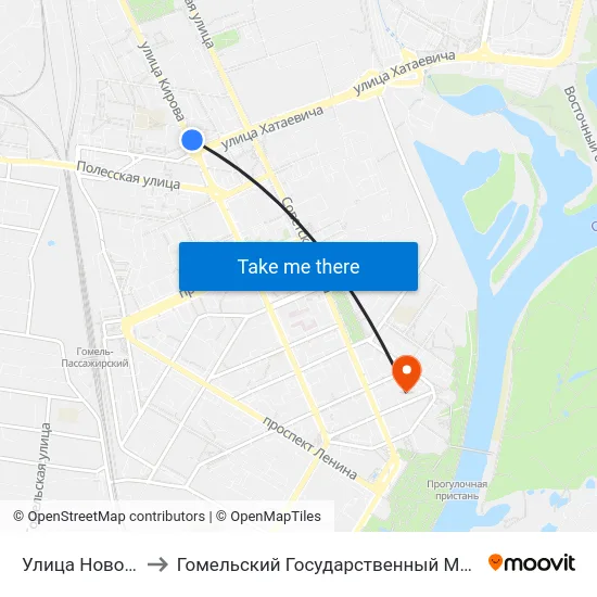 Улица Новополесская to Гомельский Государственный Медицинский Университет map