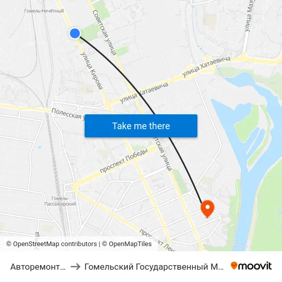 Авторемонтный Завод to Гомельский Государственный Медицинский Университет map