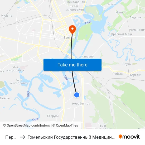 Переезд to Гомельский Государственный Медицинский Университет map