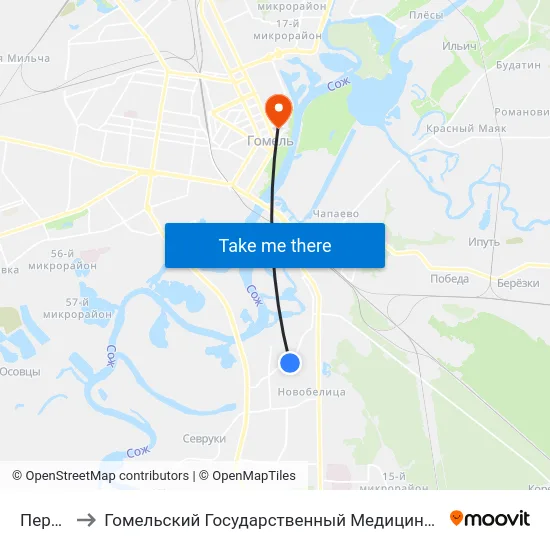 Переезд to Гомельский Государственный Медицинский Университет map