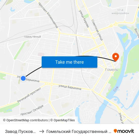 Завод Пусковых Двигателей to Гомельский Государственный Медицинский Университет map