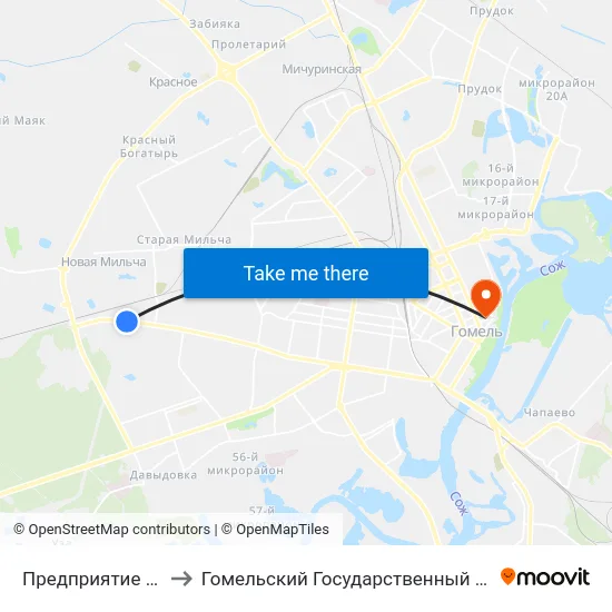 Предприятие «Энергосбыт» to Гомельский Государственный Медицинский Университет map