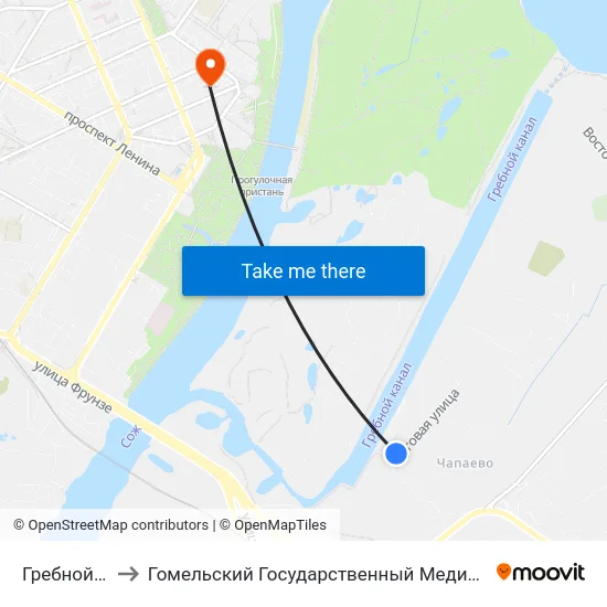 Гребной Канал to Гомельский Государственный Медицинский Университет map