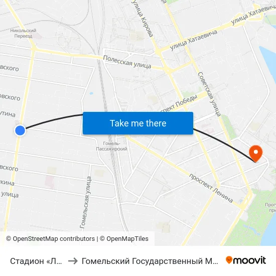 Стадион «Локомотив» to Гомельский Государственный Медицинский Университет map
