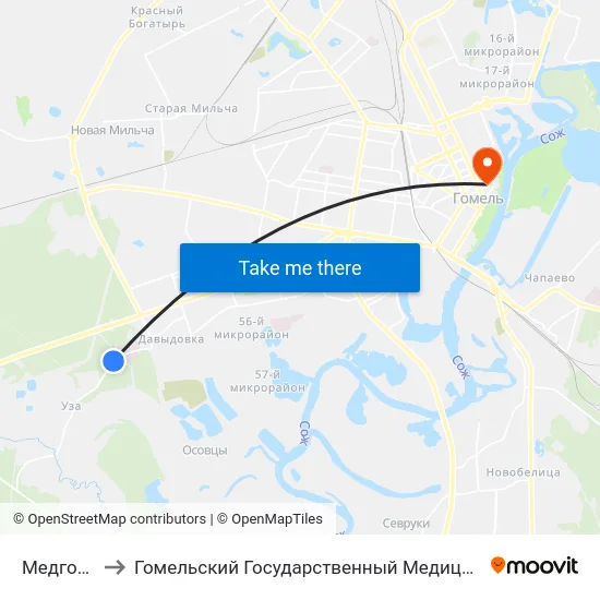 Медгородок to Гомельский Государственный Медицинский Университет map