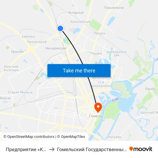 Предприятие «Красная Гвоздика» to Гомельский Государственный Медицинский Университет map
