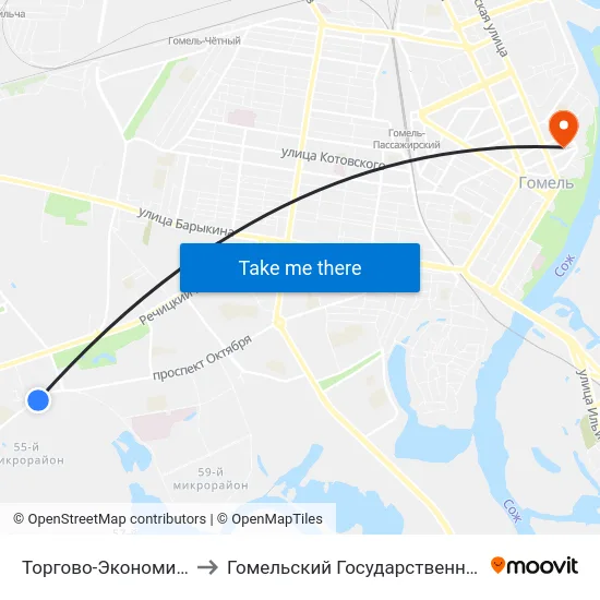 Торгово-Экономический Университет to Гомельский Государственный Медицинский Университет map