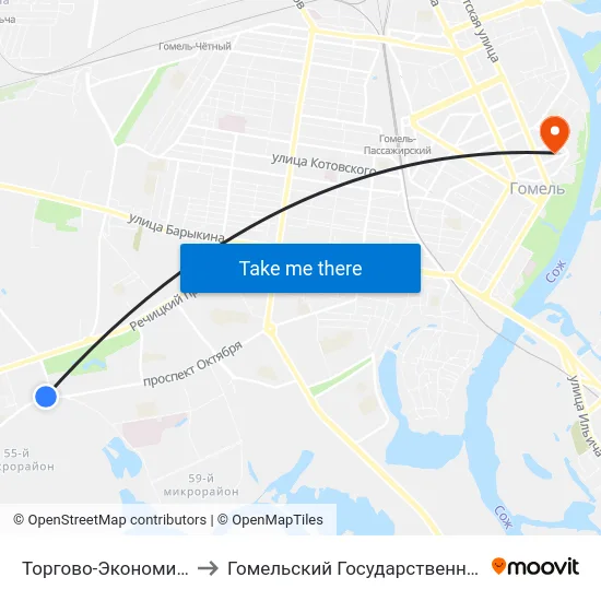 Торгово-Экономический Университет to Гомельский Государственный Медицинский Университет map