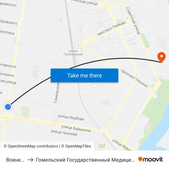 Военкомат to Гомельский Государственный Медицинский Университет map
