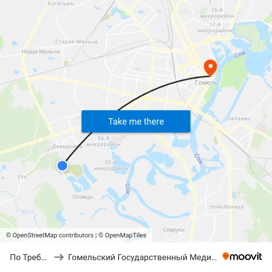 По Требованию to Гомельский Государственный Медицинский Университет map
