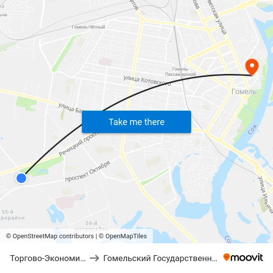 Торгово-Экономический Университет to Гомельский Государственный Медицинский Университет map