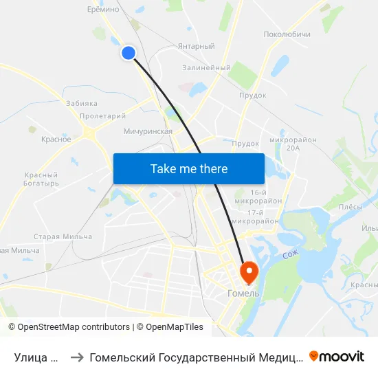 Улица Лесная to Гомельский Государственный Медицинский Университет map