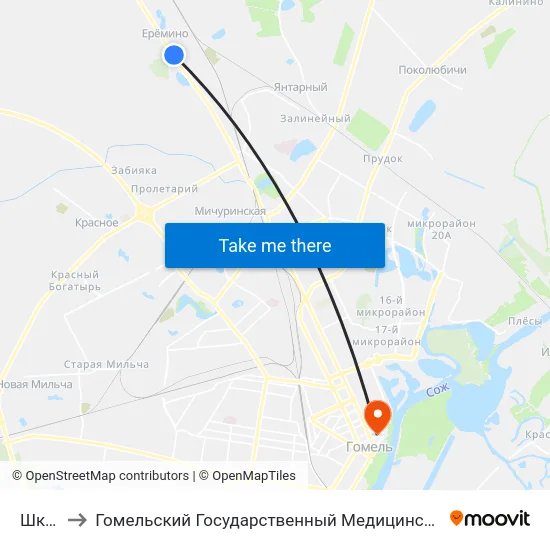 Школа to Гомельский Государственный Медицинский Университет map