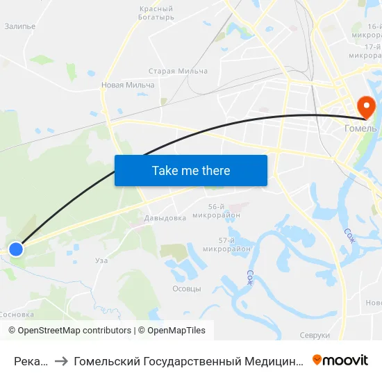 Река Уза to Гомельский Государственный Медицинский Университет map