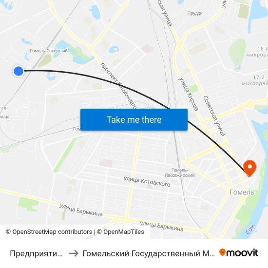 Предприятие «Химторг» to Гомельский Государственный Медицинский Университет map