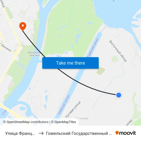Улица Франциска Скорины to Гомельский Государственный Медицинский Университет map